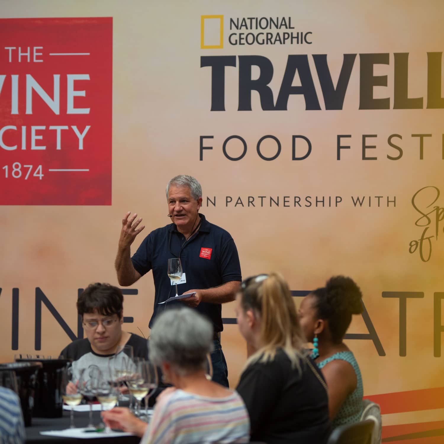 A representative of The Wine Society running wine tasting workshops at the National Geographic Traveller Food Festival 2019