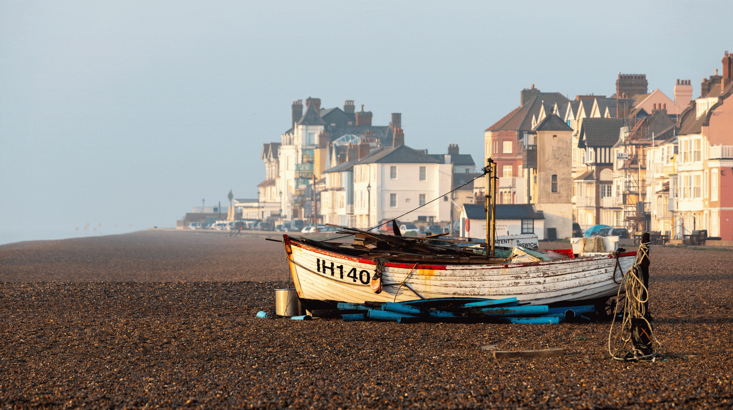 The remains of old fishing boats on the Aldeburgh beach, Suffolk. Here, the local catch includes sea bass, whiting and skate. Image: Getty