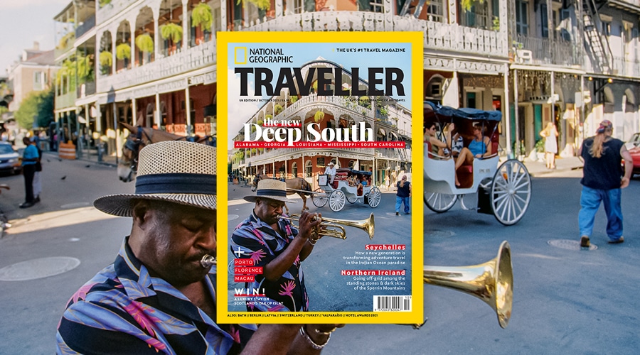The cover of the October 2021 issue of National Geographic Traveller (UK).