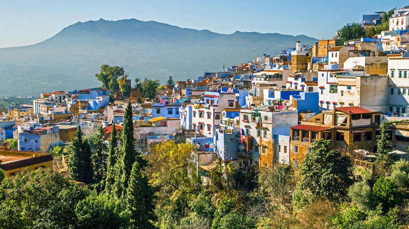 Panoramic view of the iconic Blue City, Kasbah And Medina, Chefchaouen, Morocco. Image: Getty Images